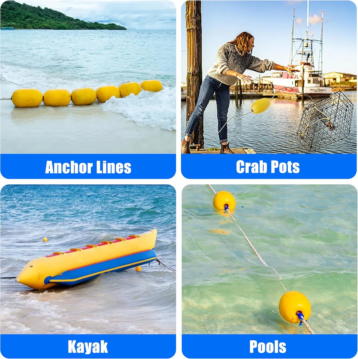 OROOTL Rope Floats Marine Buoy Float, 4/8pcs Crab Trap Floats Buoys Fishing Marker Buoy Plastic Water Buoy for Boats Pool Kayak Crabbing Dock Ski Anchor