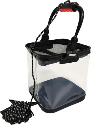 Orurudo Fishing Gear qb500130a01n0 Folding Bucket "Mierdo A" Observation Bucket, Water Pump, Compact, Lightweight, Transparent, Rope Included, 7.9 inches (20 cm)