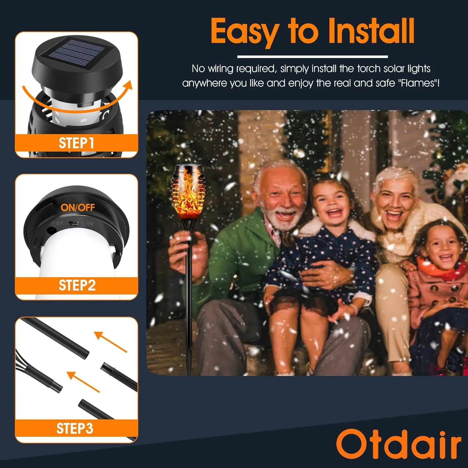 Otdair Solar Outdoor Lights, 12 Pack 12LED Solar Tiki Torches with Flickering Flame, IP65 Waterproof Mini Torch Lights Auto On/Off for Garden, Patio, Yard, Pathway
