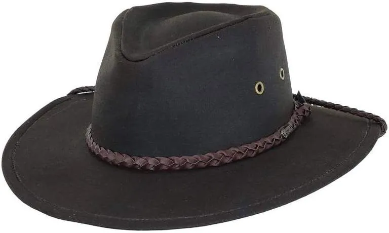 Outback Trading Company Unisex 1486 Grizzly UPF 50 Waterproof Breathable Western Cotton Oilskin Hat