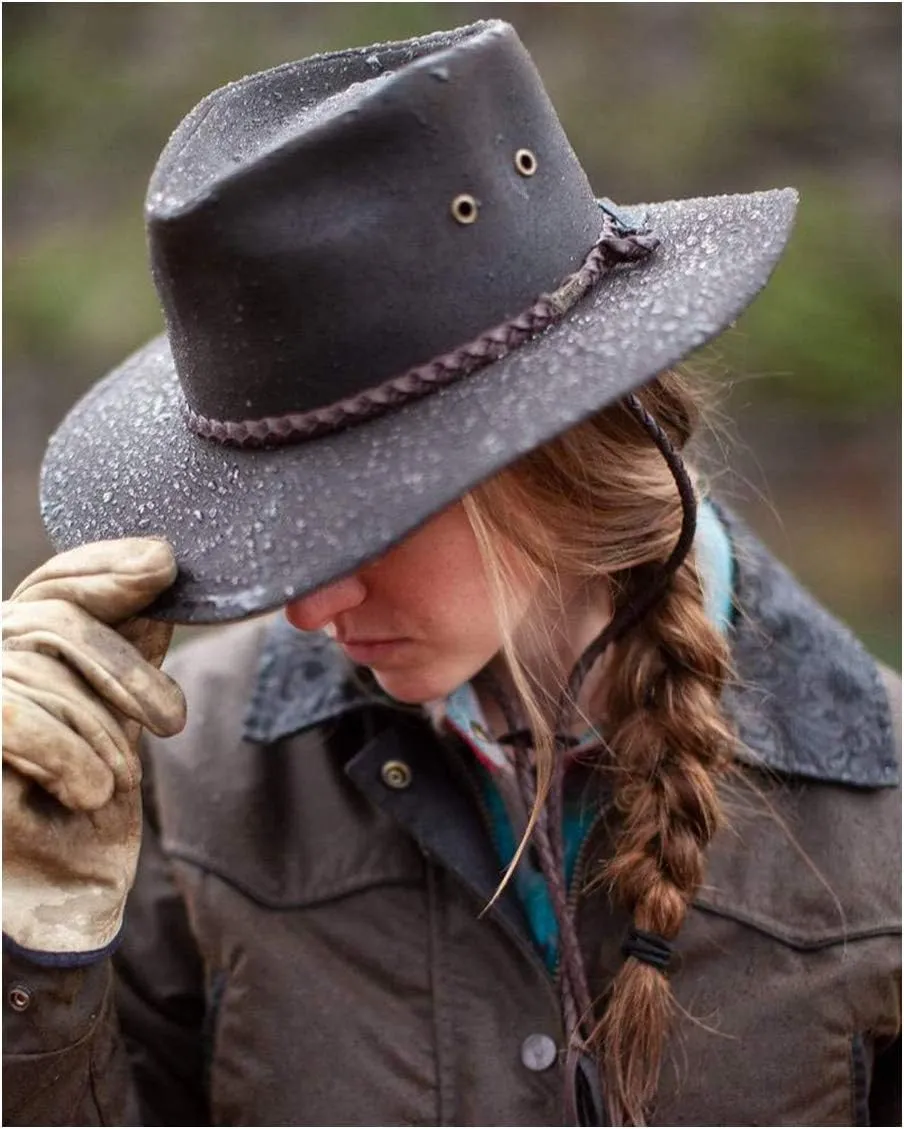 Outback Trading Company Unisex 1486 Grizzly UPF 50 Waterproof Breathable Western Cotton Oilskin Hat