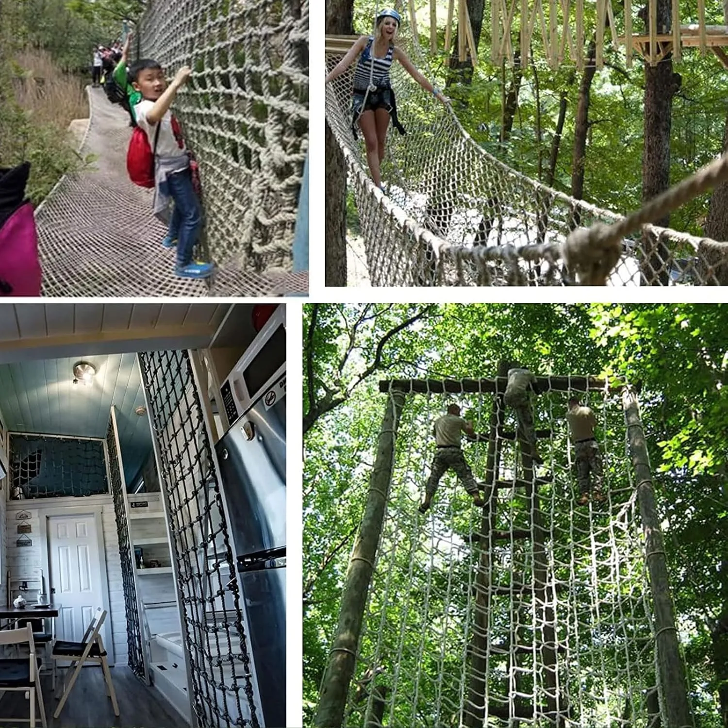 Outdoor Climbing Net for Kids/Adults, Backyard Playground Safety Net, Heavy Duty Climbing Cargo Net Rope Ladder Net for Gym, Swing, Tree House, Obstacle Course, Rock Climbing Net.,1.5m*2m