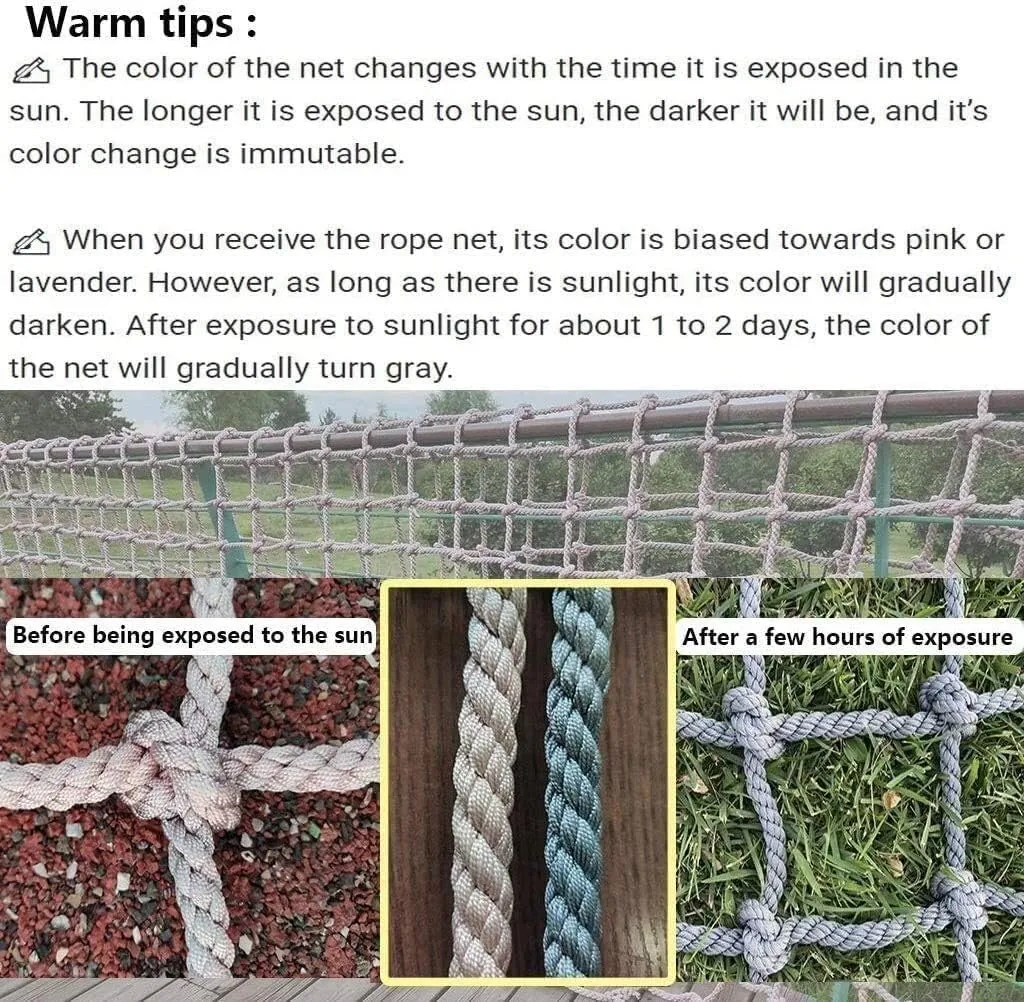 Outdoor Climbing Net for Kids/Adults, Backyard Playground Safety Net, Heavy Duty Climbing Cargo Net Rope Ladder Net for Gym, Swing, Tree House, Obstacle Course, Rock Climbing Net.,1.5m*2m