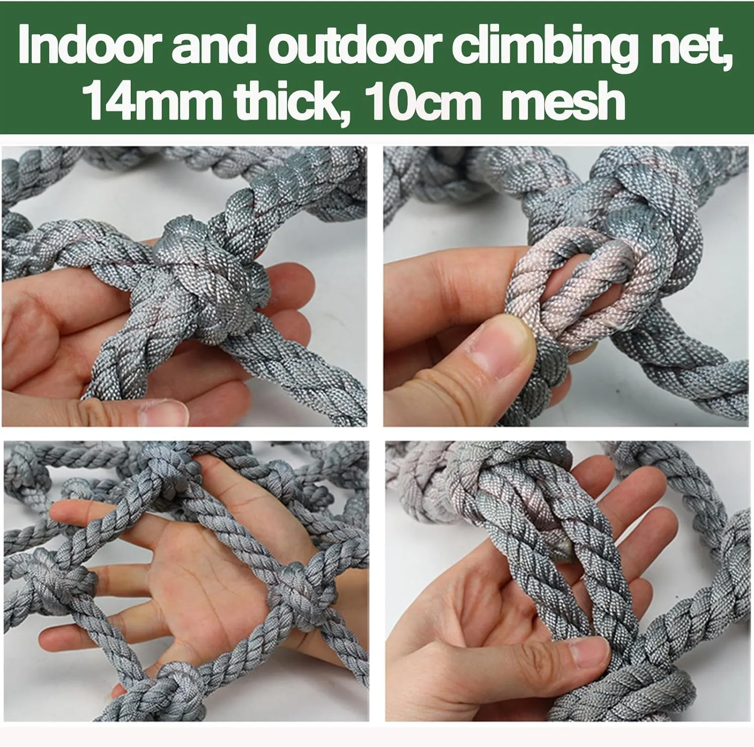 Outdoor Playground Safety Net - 4Mx6M (13.1FTx19.7FT) Climbing Cargo Net, 0.55 Inch Thick Rope Ladder for Climbing Frame, Truck Trailer, and Fence Protection