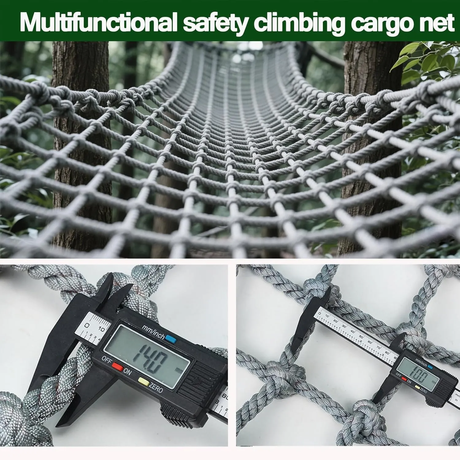 Outdoor Playground Safety Net - 4Mx6M (13.1FTx19.7FT) Climbing Cargo Net, 0.55 Inch Thick Rope Ladder for Climbing Frame, Truck Trailer, and Fence Protection