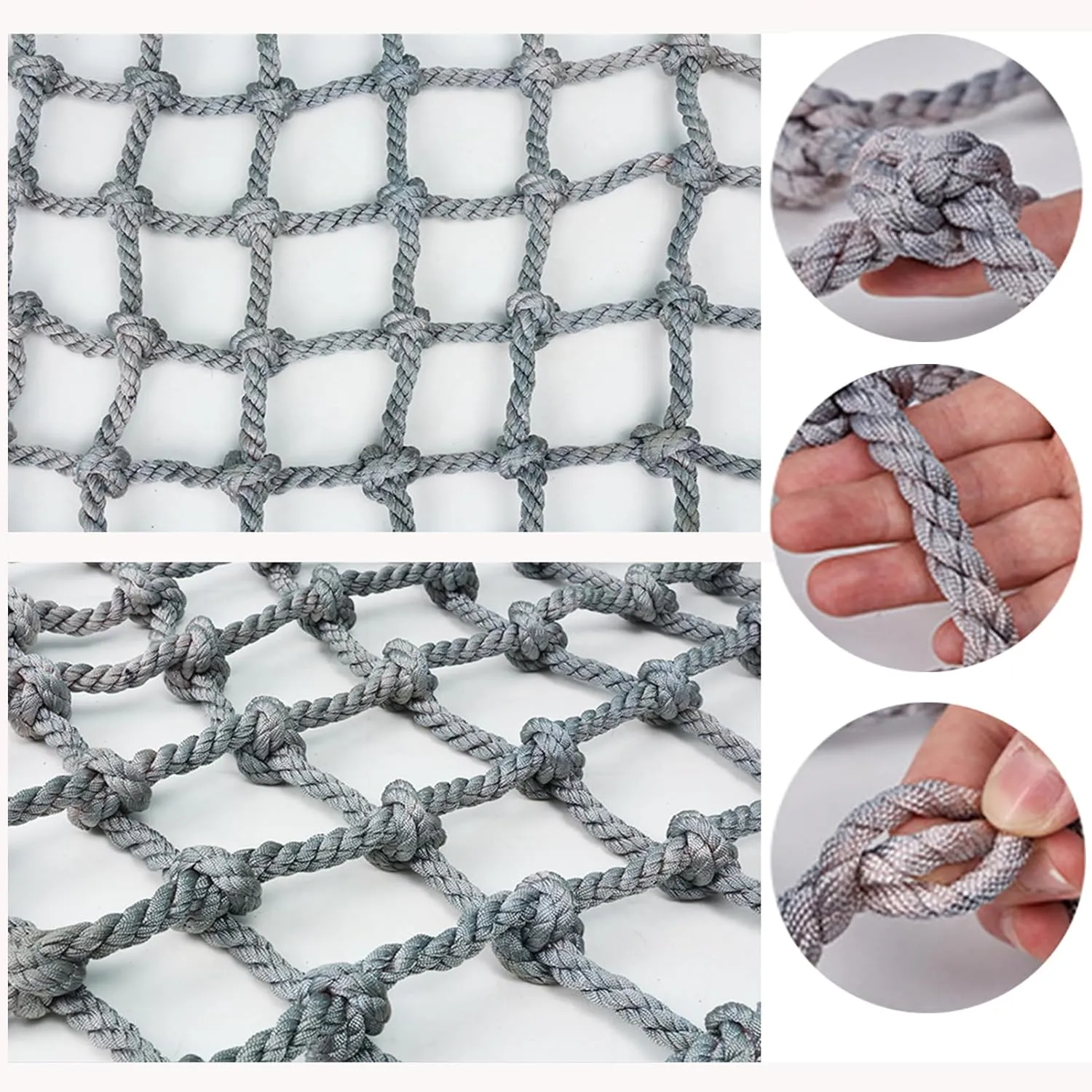 Outdoor Playground Safety Net - 4Mx6M (13.1FTx19.7FT) Climbing Cargo Net, 0.55 Inch Thick Rope Ladder for Climbing Frame, Truck Trailer, and Fence Protection