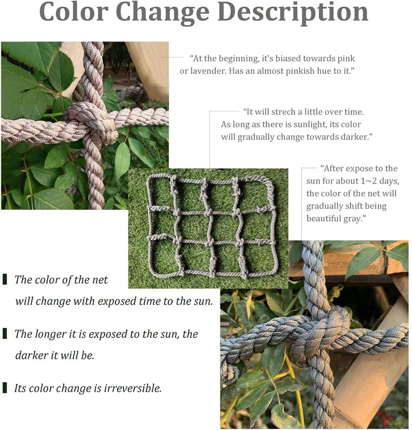 Outdoor Playground Safety Net - 4Mx6M (13.1FTx19.7FT) Climbing Cargo Net, 0.55 Inch Thick Rope Ladder for Climbing Frame, Truck Trailer, and Fence Protection