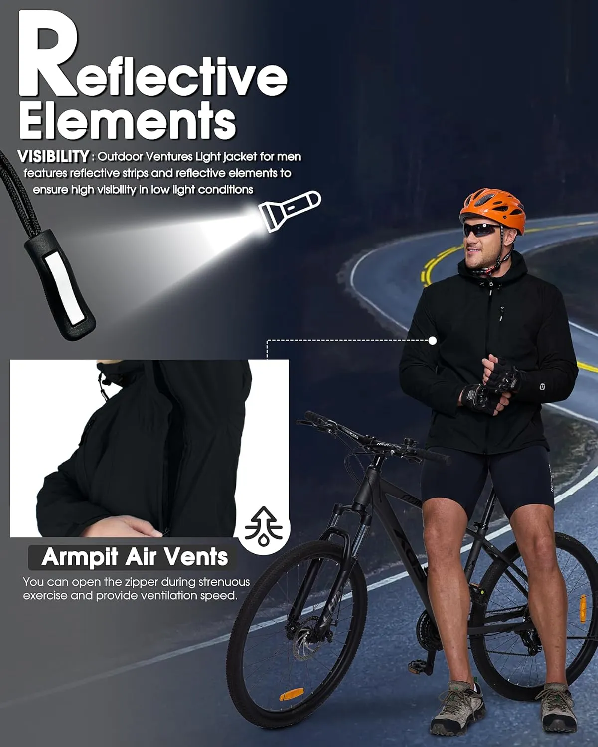 Outdoor Ventures Men's Packable Rain Jacket Waterproof Lightweight Raincoat with Hood Windproof Cycling Jackets