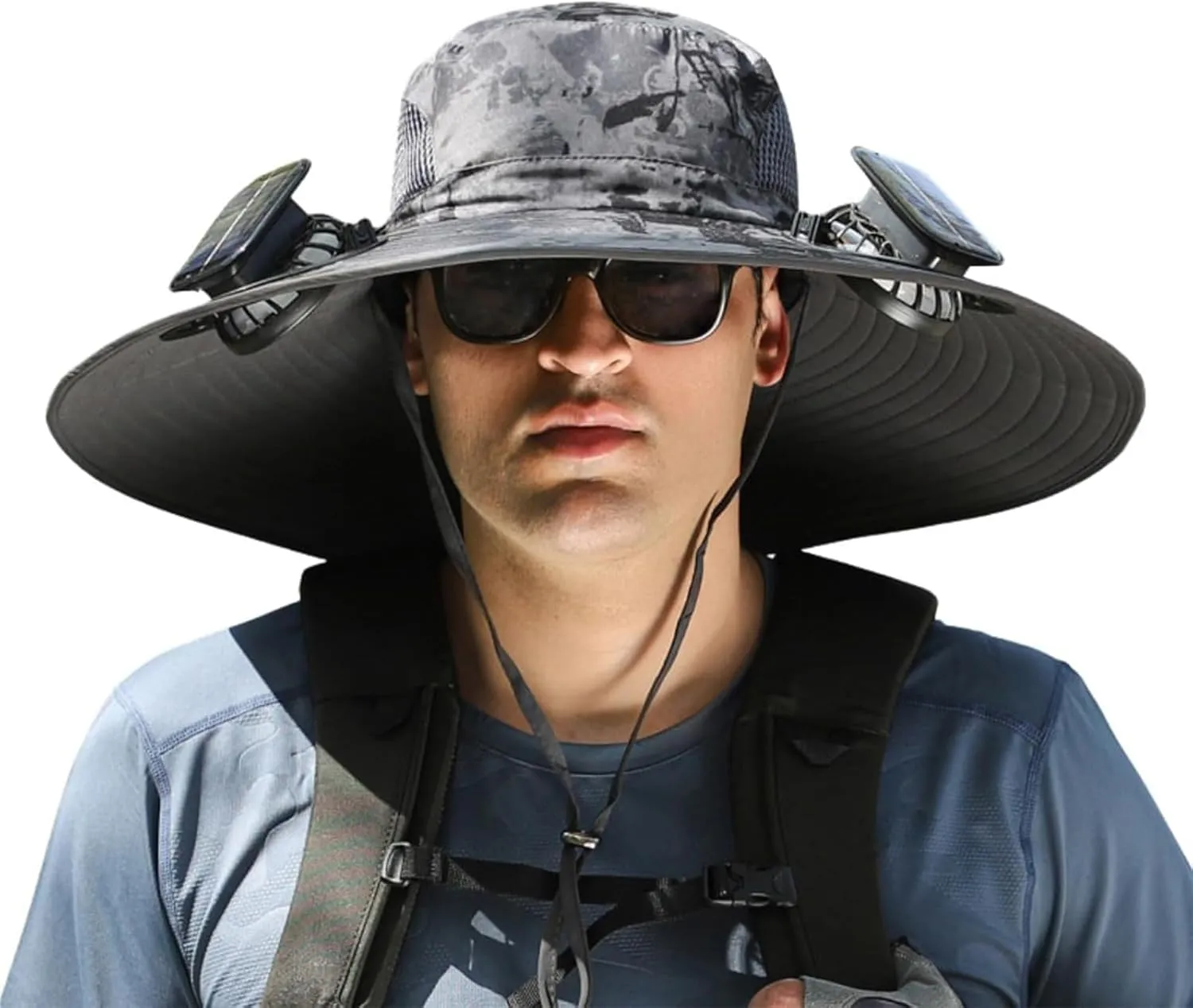 Outdoor Wide Brim Sun Hat with Solar Fan, Solar Powered Fan Hat, Solar Fan Hat, Fishing Hats for Men Sun Protection