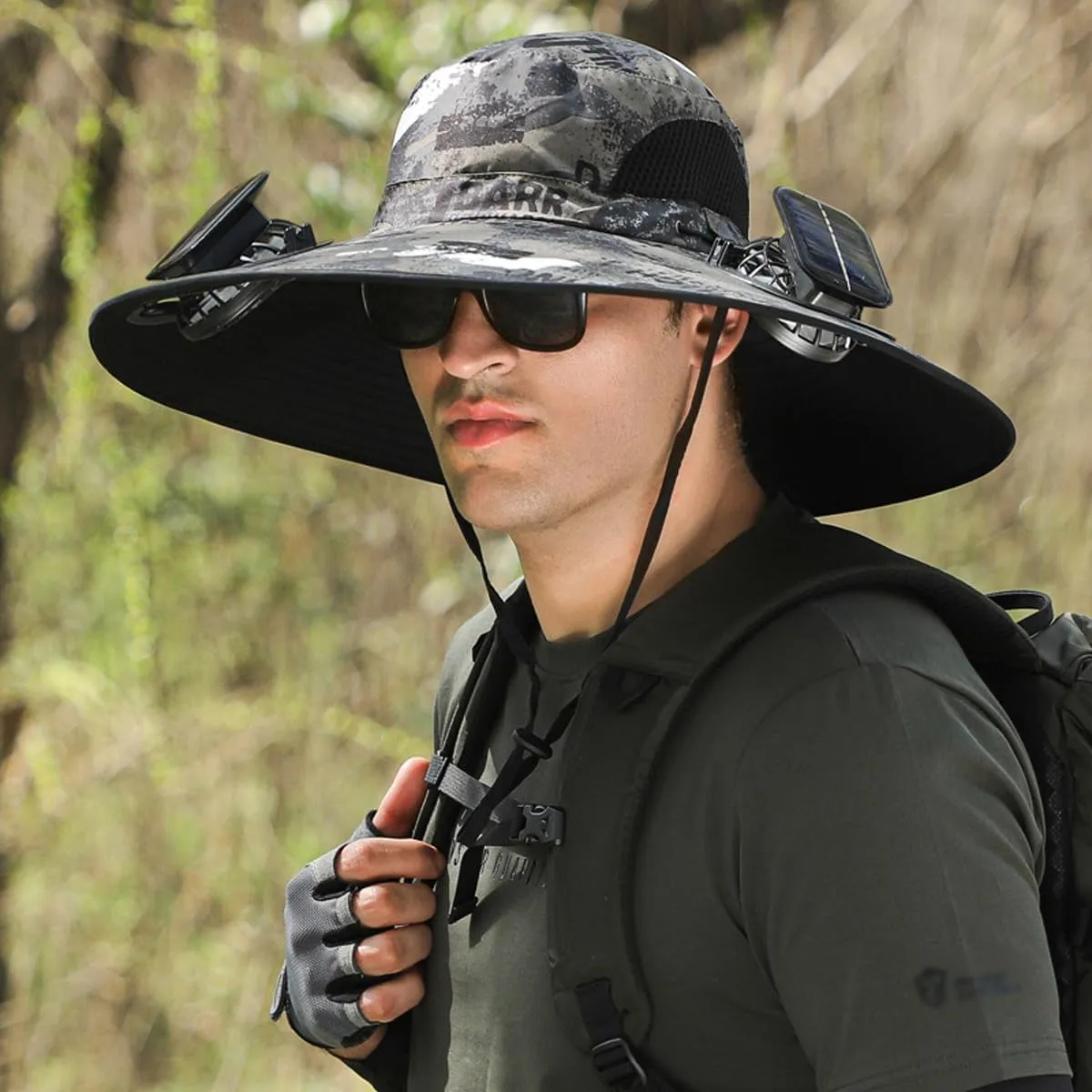 Outdoor Wide Brim Sun Hat with Solar Fan, Solar Powered Fan Hat, Solar Fan Hat, Fishing Hats for Men Sun Protection