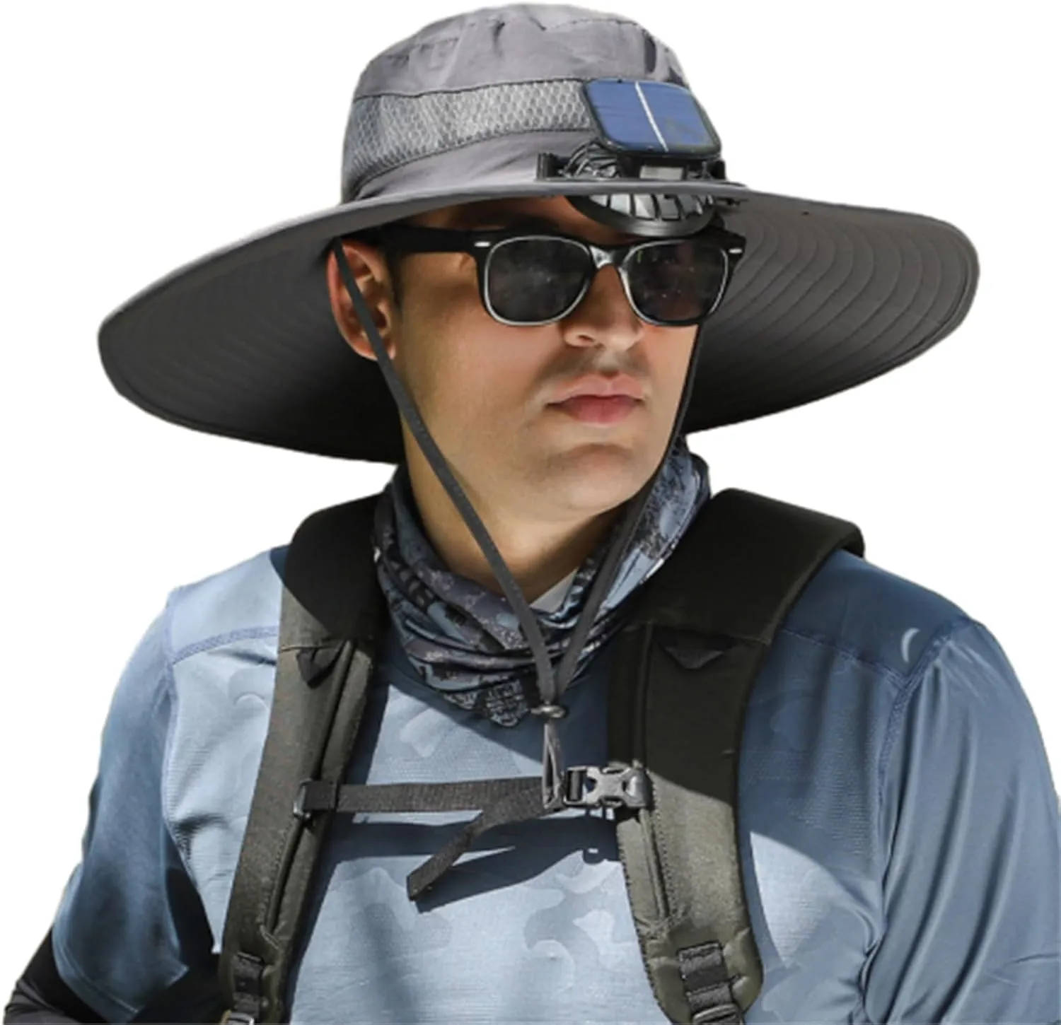 Outdoor Wide Brim Sun Hat with Solar Fan, Solar Powered Fan Hat, Solar Fan Hat, Fishing Hats for Men Sun Protection