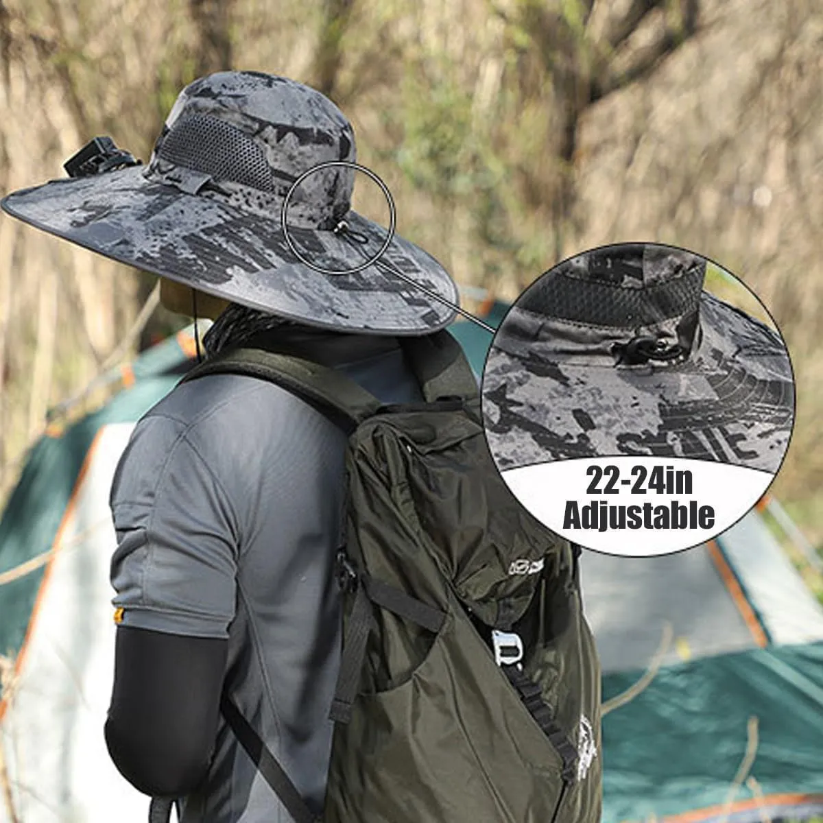 Outdoor Wide Brim Sun Hat with Solar Fan, Solar Powered Fan Hat, Solar Fan Hat, Fishing Hats for Men Sun Protection