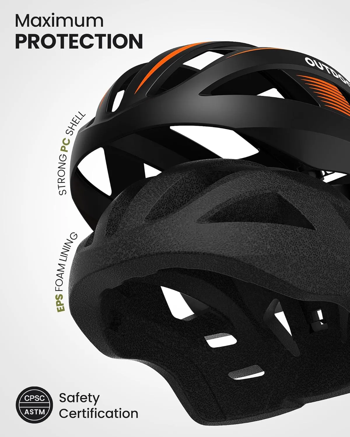 OutdoorMaster Adult Bike Helmet - Bicycle Helmet with Rechargeable Rear LED Light, Detachable Magnetic Goggles, Removable Sun Visor - Suitable for Commuting and Cycling for Men and Women