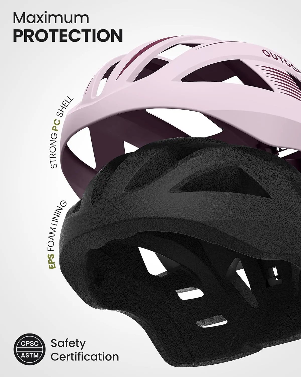 OutdoorMaster Adult Bike Helmet - Bicycle Helmet with Rechargeable Rear LED Light, Detachable Magnetic Goggles, Removable Sun Visor - Suitable for Commuting and Cycling for Men and Women