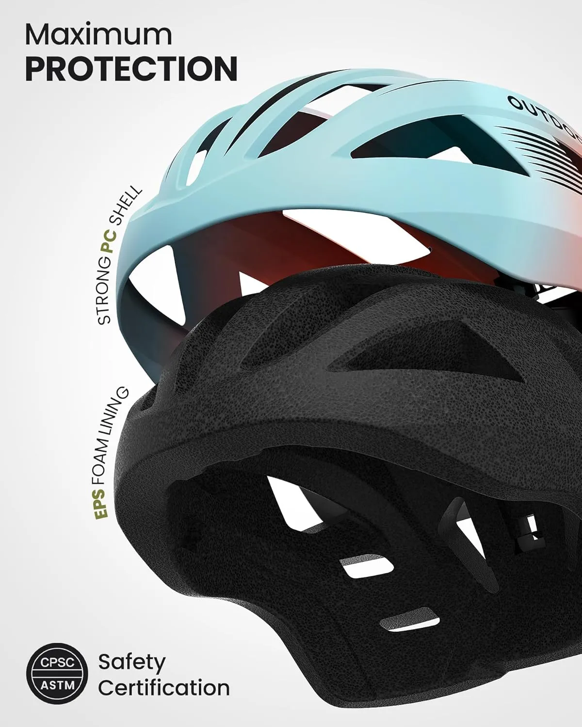 OutdoorMaster Adult Bike Helmet - Bicycle Helmet with Rechargeable Rear LED Light, Detachable Magnetic Goggles, Removable Sun Visor - Suitable for Commuting and Cycling for Men and Women