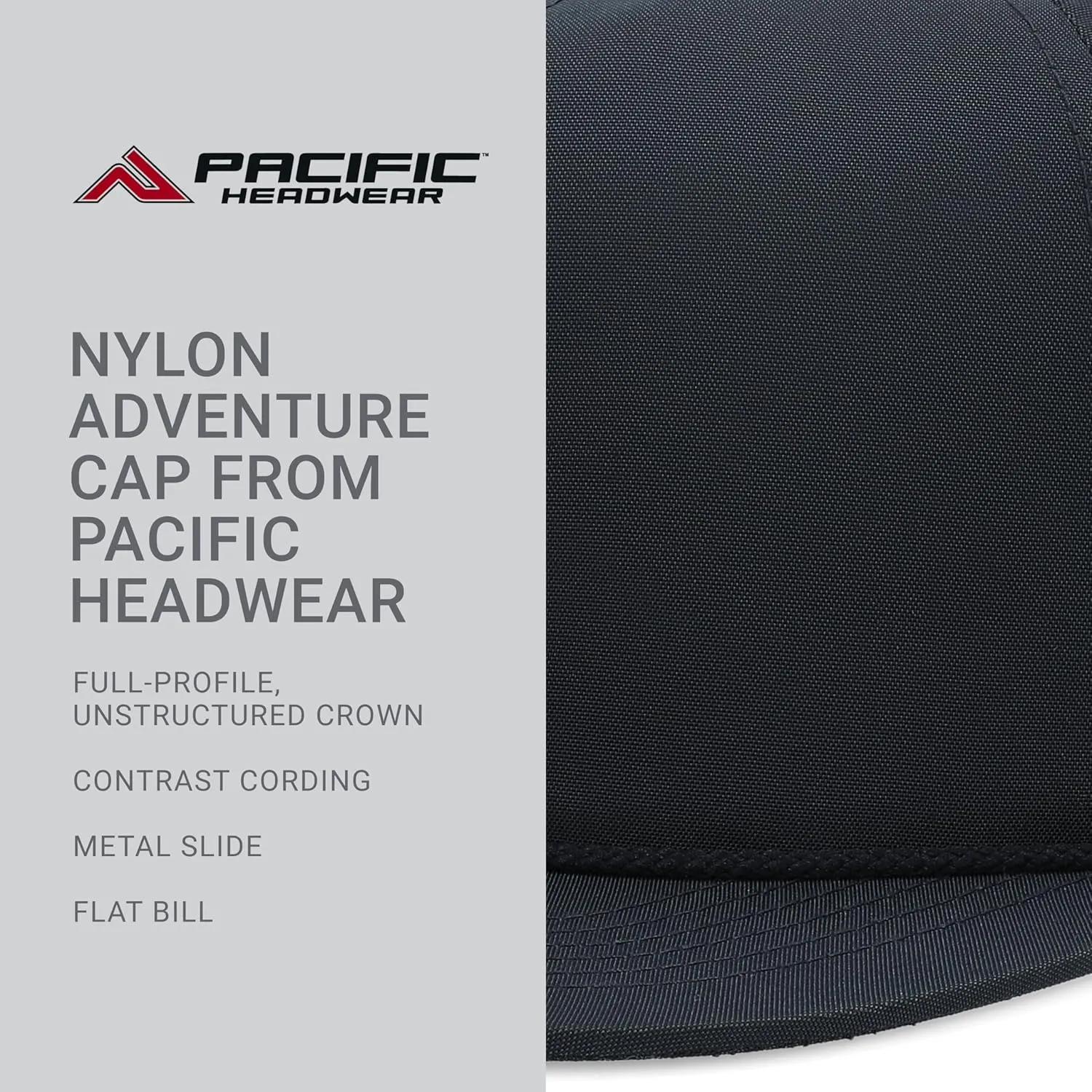 Pacific Headwear Nylon Adventure Cap Rope Hat-Lightweight Outdoor Headgear for Hiking, Camping, and Travel