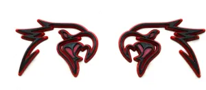 Pair Custom HELLHAWK Emblem Replacement for Trackhawk Fender Door 3D Badge Hellcat Style Head (Black Red)
