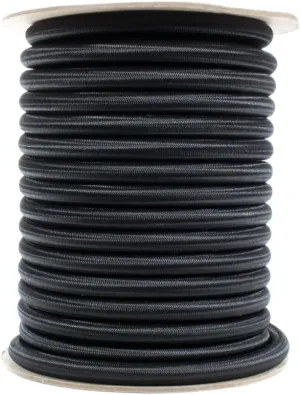 Paracord Planet – 1/2”, 1/4", 1/8”, 3/8”, 5/8”, 1/16”, 3/16”, 5/16”, 1/32” and 2.5mm – Black Shock Cord – Elastic Bungee Nylon Crafting Stretch – Made in USA
