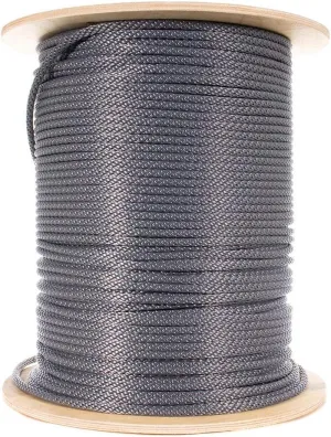 Paracord Planet Braided Nylon Rope with Galvanized Wire Core – High Tensile Strength – Halyard Line – Use for Flagpoles, Sailboats, Winches, Pulleys (Silver - 5/16 Inch, 50 Feet)