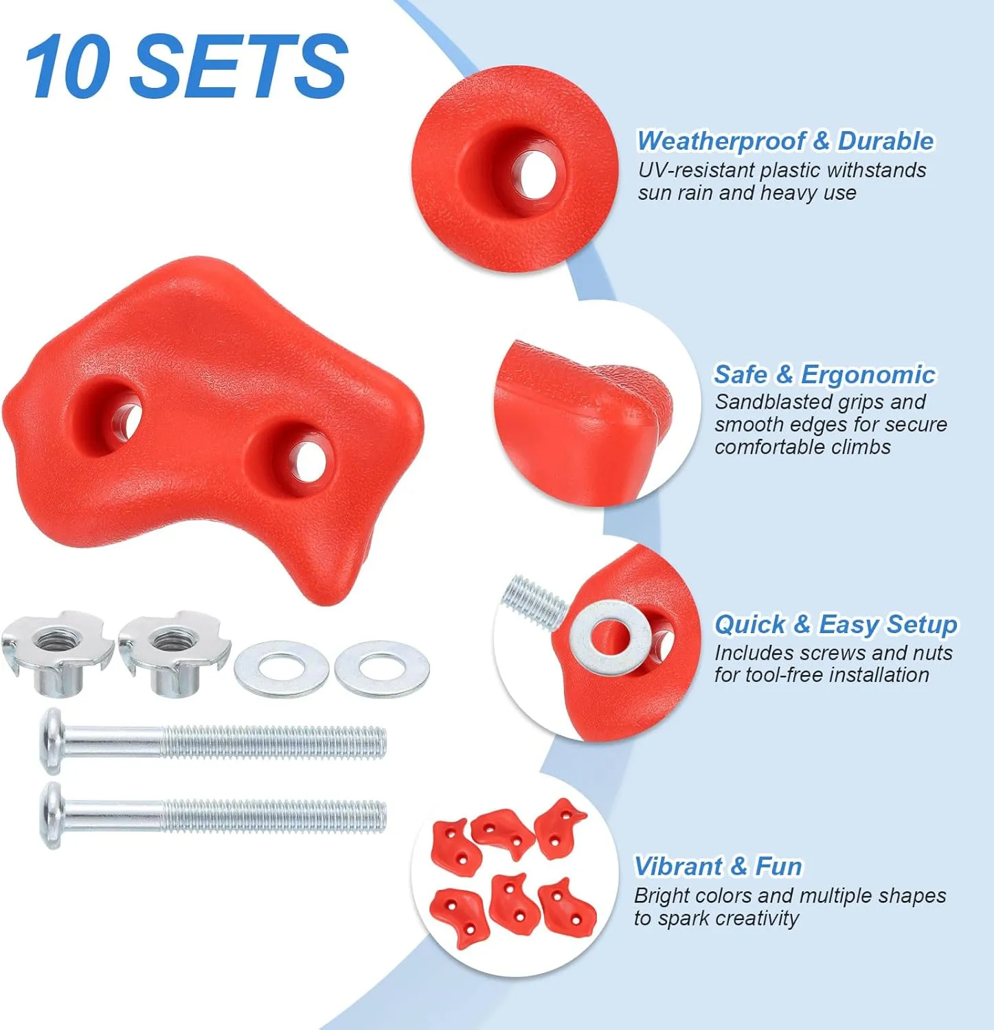 PATIKIL Rock Climbing Holds, Large Climbing Rock Wall Grips with Double Hole for Tree Training Playground Accessory Indoor Outdoor
