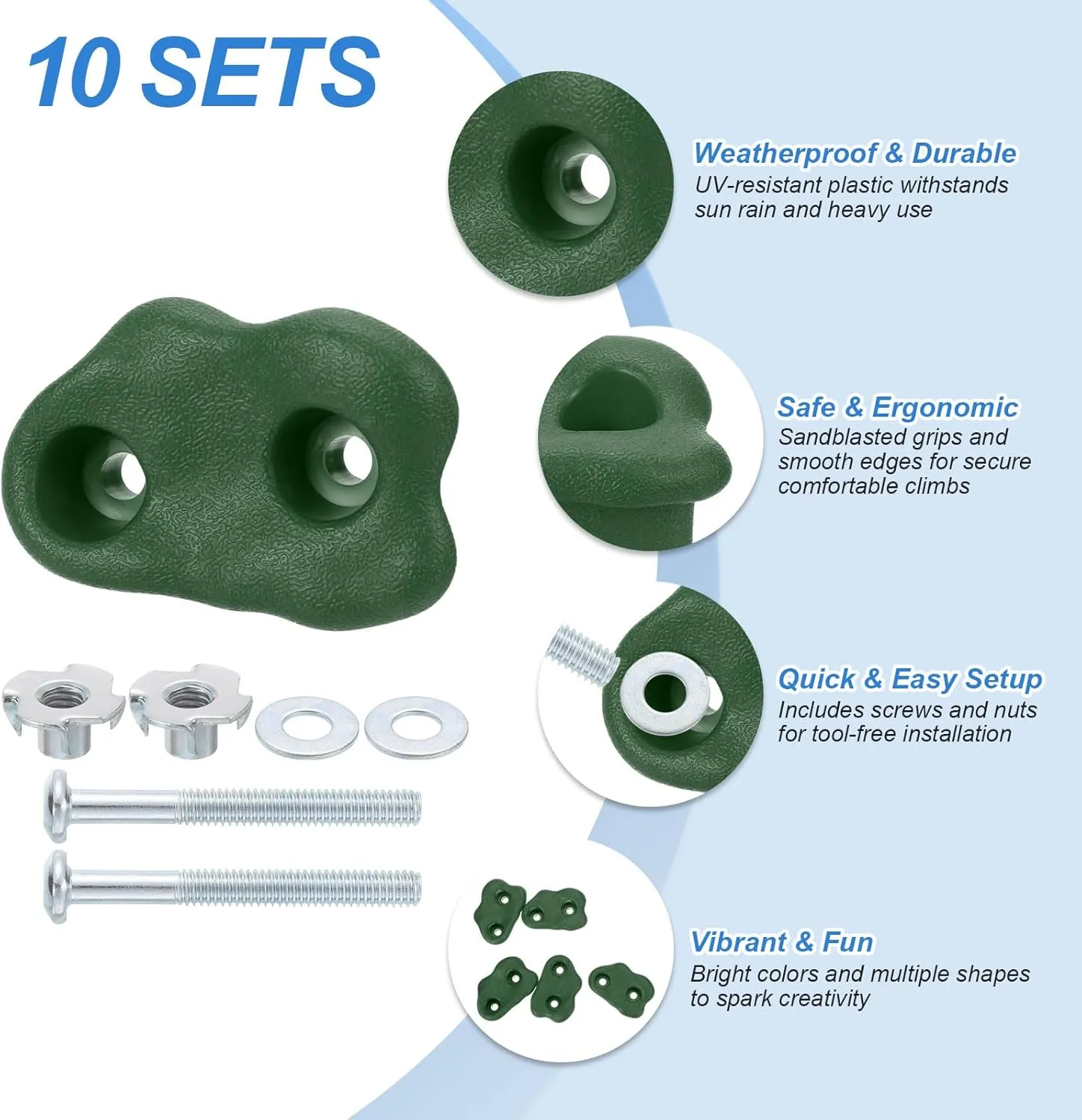 PATIKIL Rock Climbing Holds, Small Climbing Rock Wall Grips Play Set Climber Attachments with Double Hole for Playground Accessory