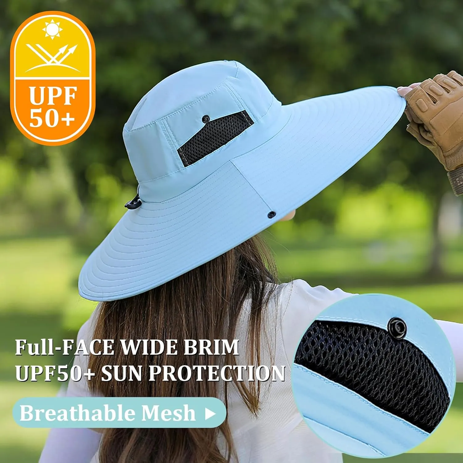 Peicees Women Wide Brim Sun Hat UPF50  Waterproof Bucket Hat for Fishing Hiking Camping