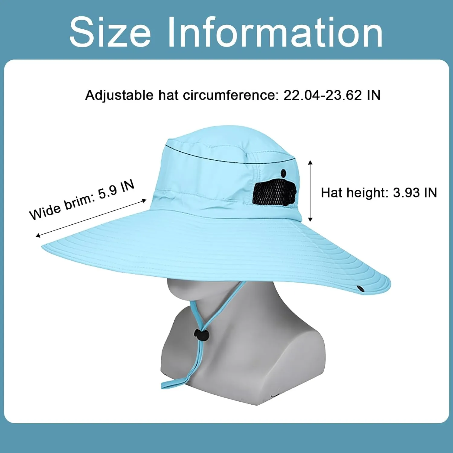 Peicees Women Wide Brim Sun Hat UPF50  Waterproof Bucket Hat for Fishing Hiking Camping