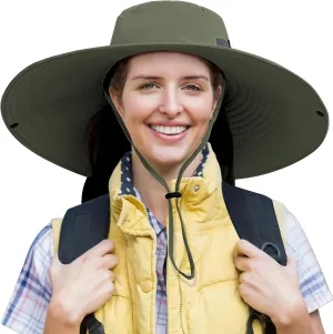 Peicees Women Wide Brim Sun Hat UPF50  Waterproof Bucket Hat for Fishing Hiking Camping
