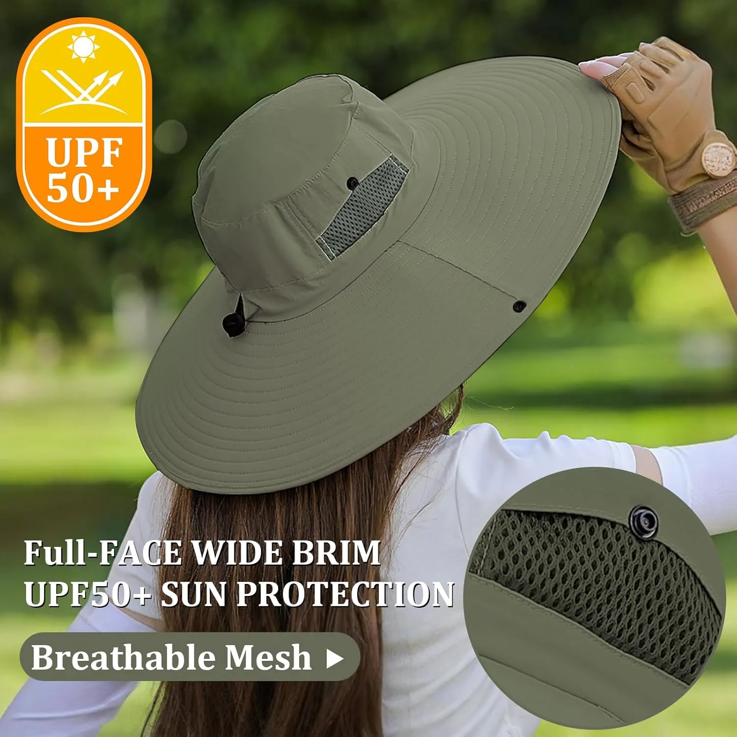 Peicees Women Wide Brim Sun Hat UPF50  Waterproof Bucket Hat for Fishing Hiking Camping