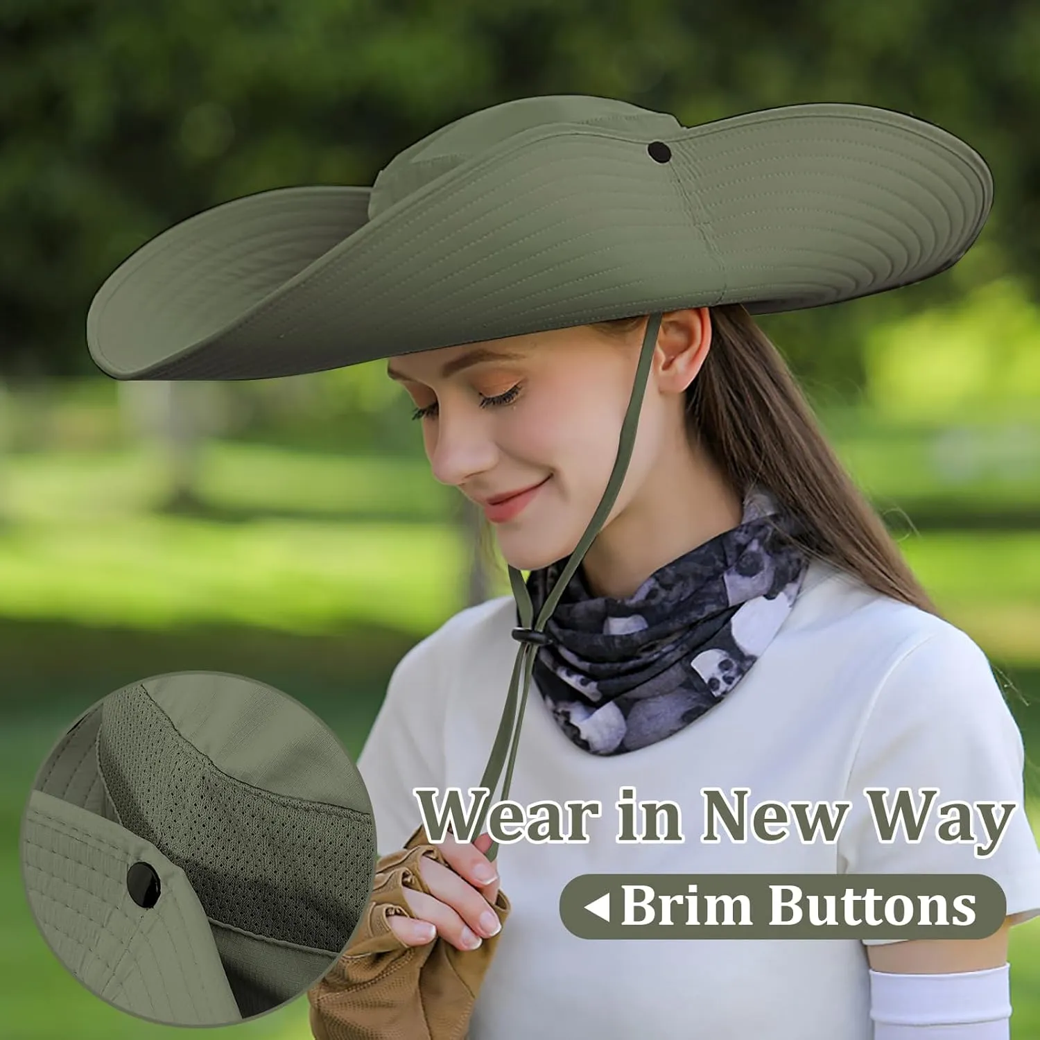 Peicees Women Wide Brim Sun Hat UPF50  Waterproof Bucket Hat for Fishing Hiking Camping