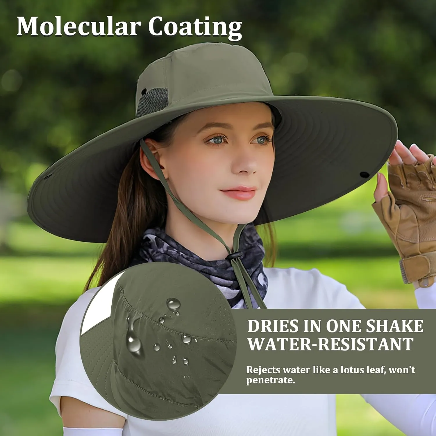 Peicees Women Wide Brim Sun Hat UPF50  Waterproof Bucket Hat for Fishing Hiking Camping