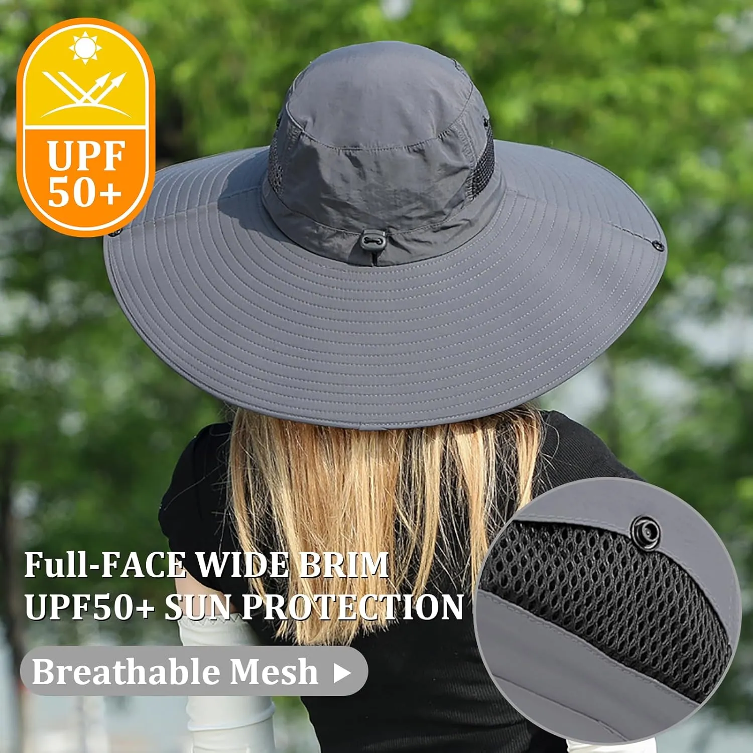 Peicees Women Wide Brim Sun Hat UPF50  Waterproof Bucket Hat for Fishing Hiking Camping