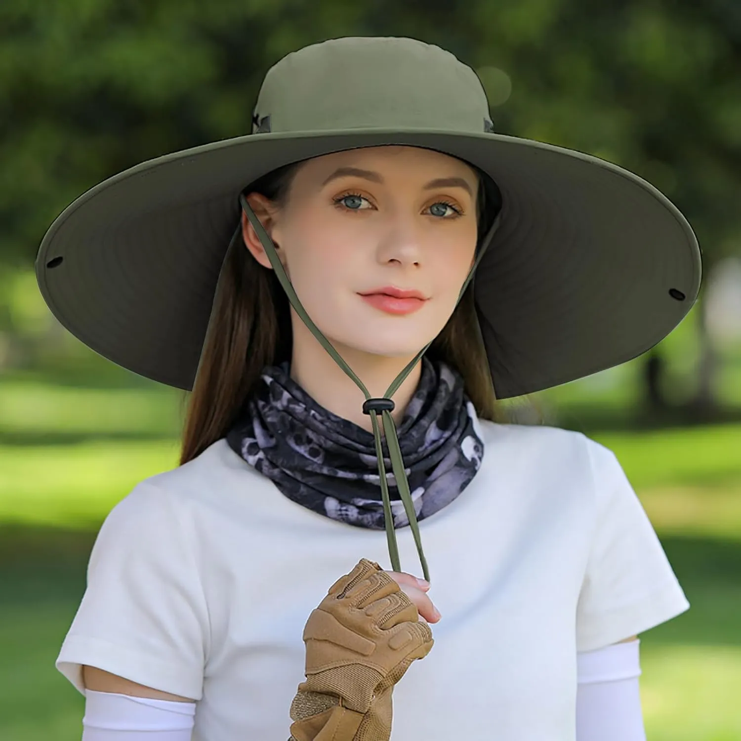 Peicees Women Wide Brim Sun Hat UPF50  Waterproof Bucket Hat for Fishing Hiking Camping