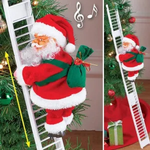 Pepstter® Santa Clause Ladder Plastic Musical Climbing Santa Christmas Xmas Tree Decoration Christmas Tree Hanging Ornaments Toy (Random Color Dispatch) (Latest 2023)