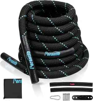 Perantlb Battle Rope-1.5" Diameter, 30” 40”50”Lengths,Steel Anchor & Strap Included-Battle Exercise Training Rope