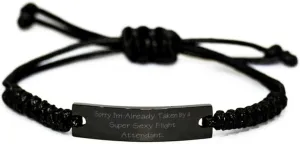 Perfect Flight attendant Black Rope Bracelet, Sorry I'm Already Taken by a, Present For Men Women, Surprise Gifts From Friends, Funny aviation gifts, Funny pilot gifts, Funny flight attendant gifts,