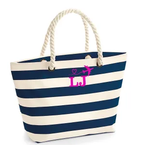 Personalised Beach Bag Embroidered with Your Initials