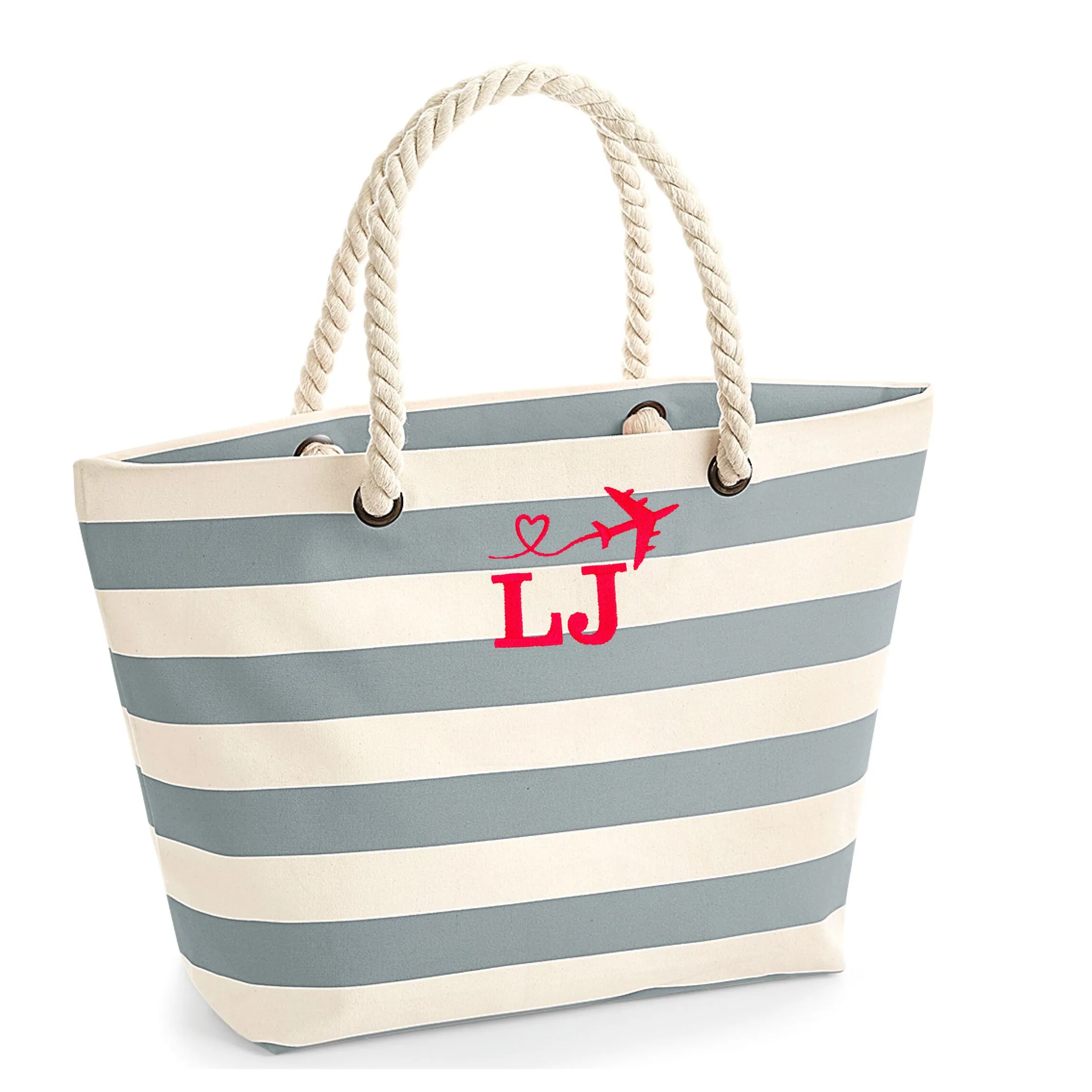 Personalised Beach Bag Embroidered with Your Initials