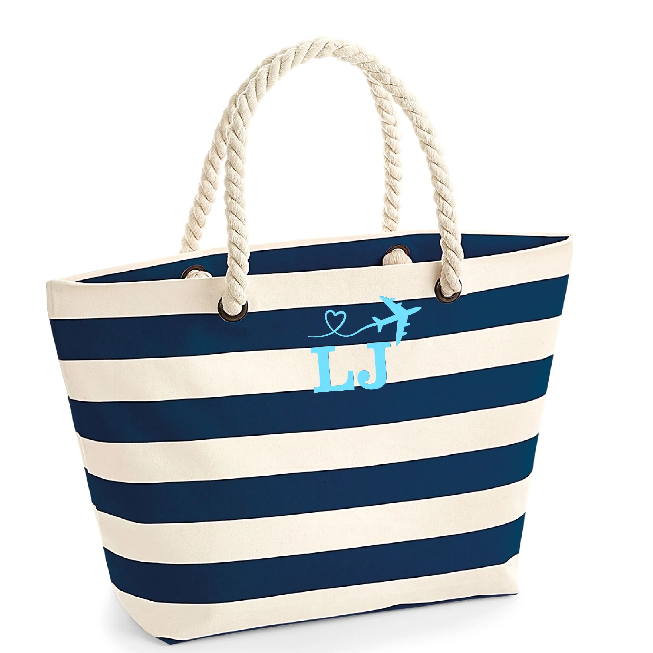 Personalised Beach Bag Embroidered with Your Initials