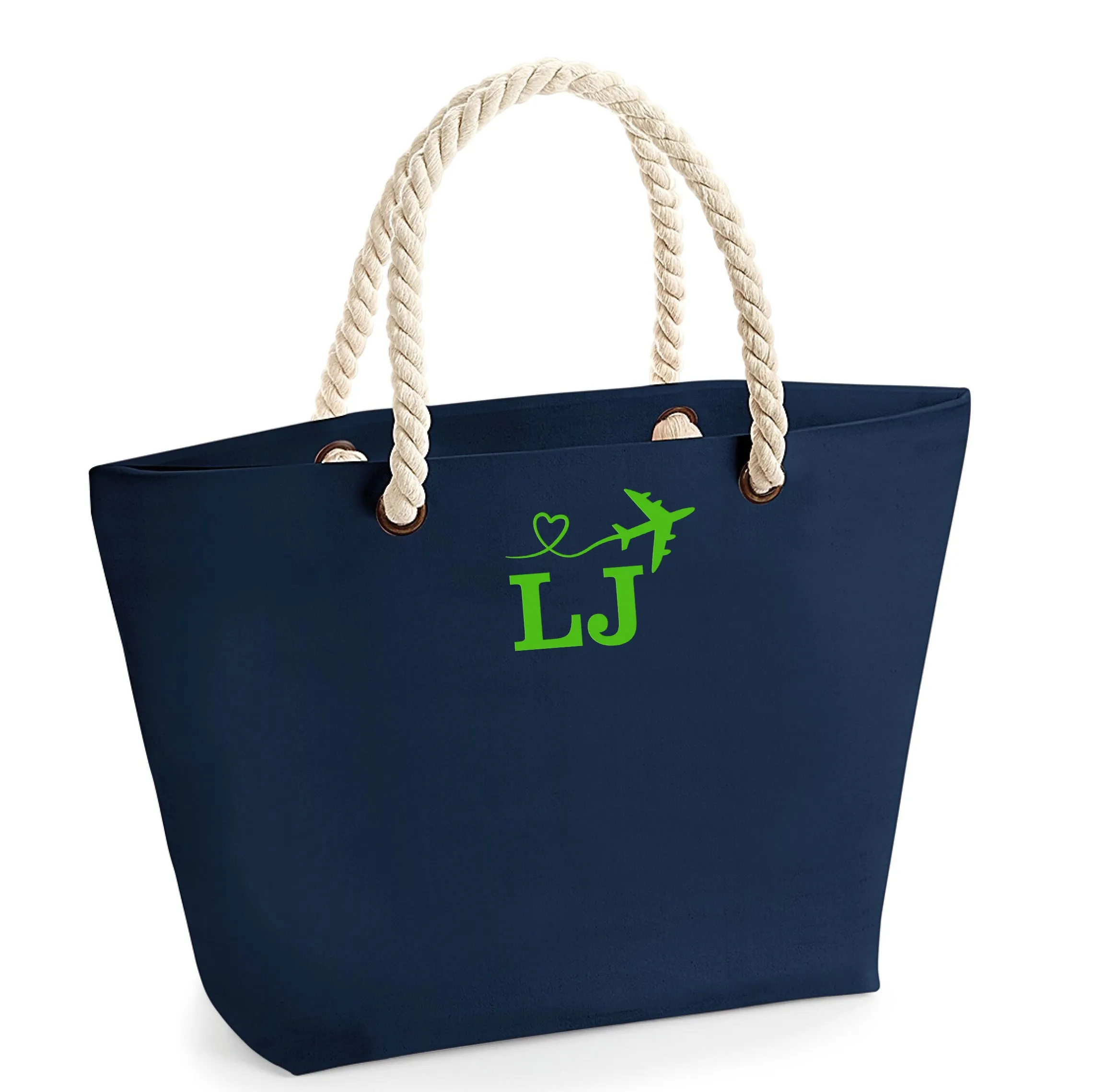 Personalised Beach Bag Embroidered with Your Initials