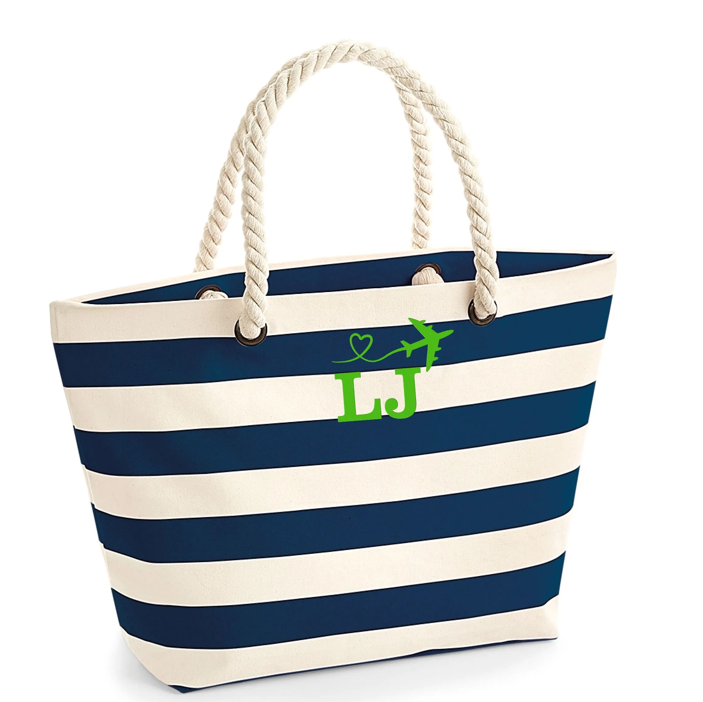 Personalised Beach Bag Embroidered with Your Initials