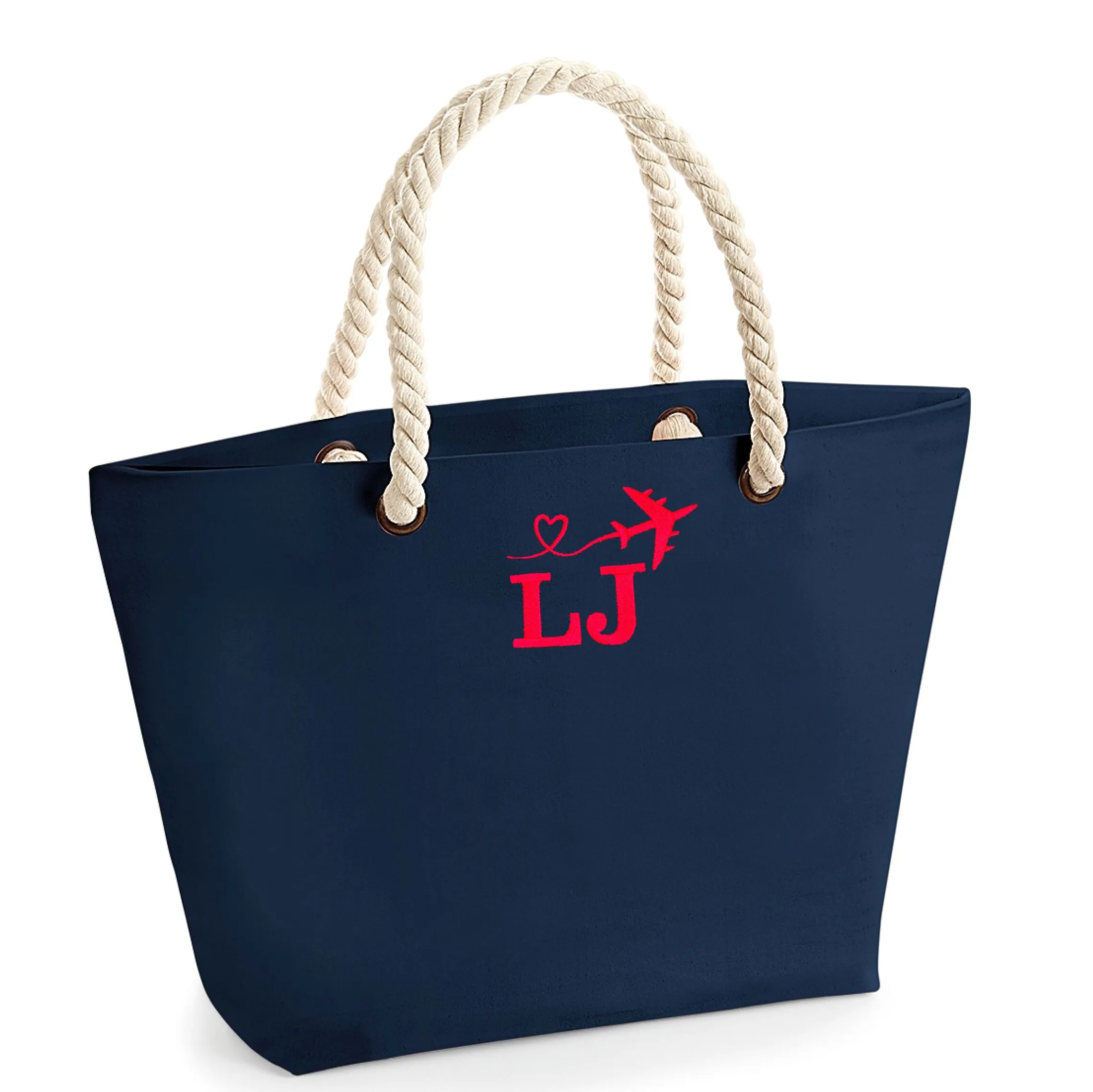 Personalised Beach Bag Embroidered with Your Initials