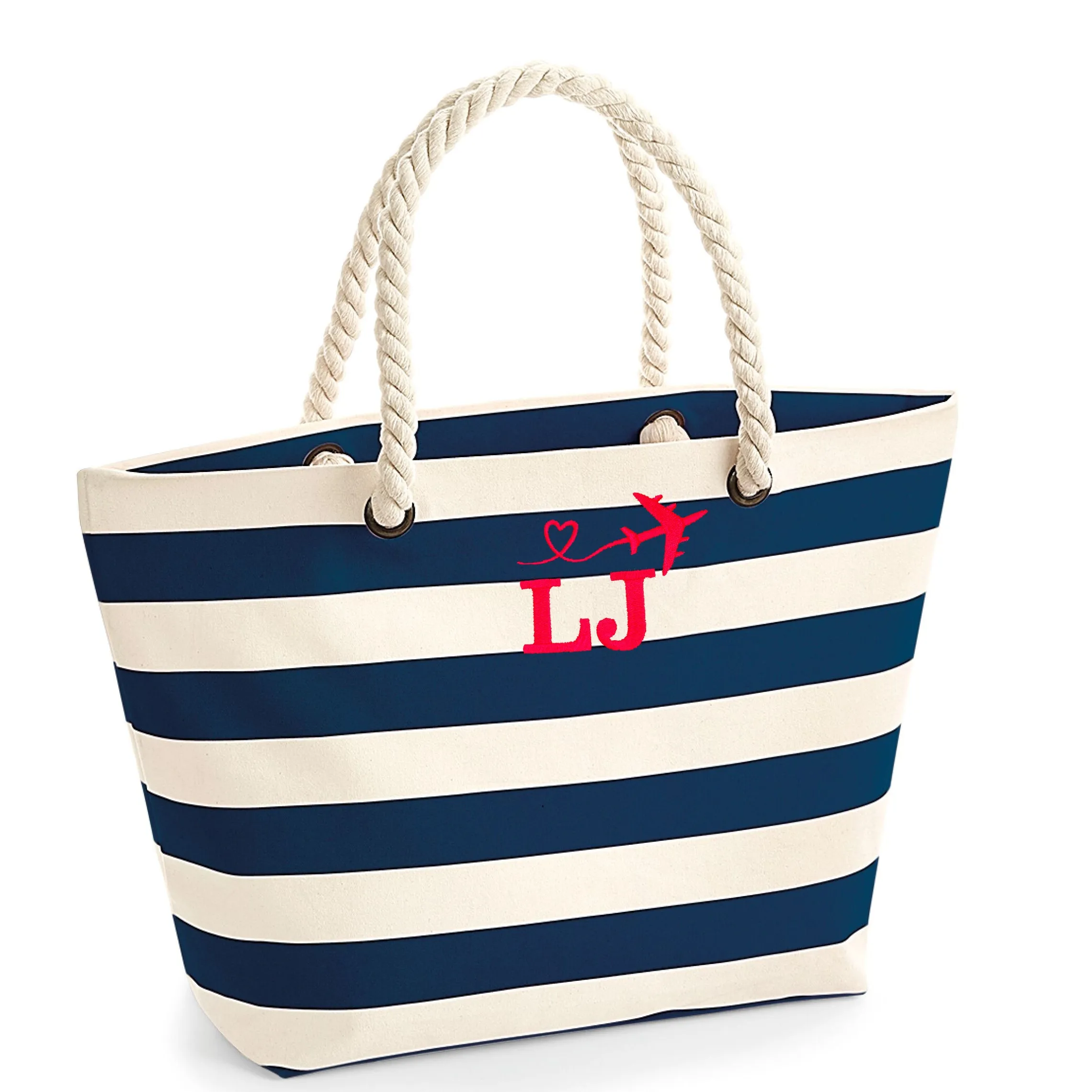Personalised Beach Bag Embroidered with Your Initials