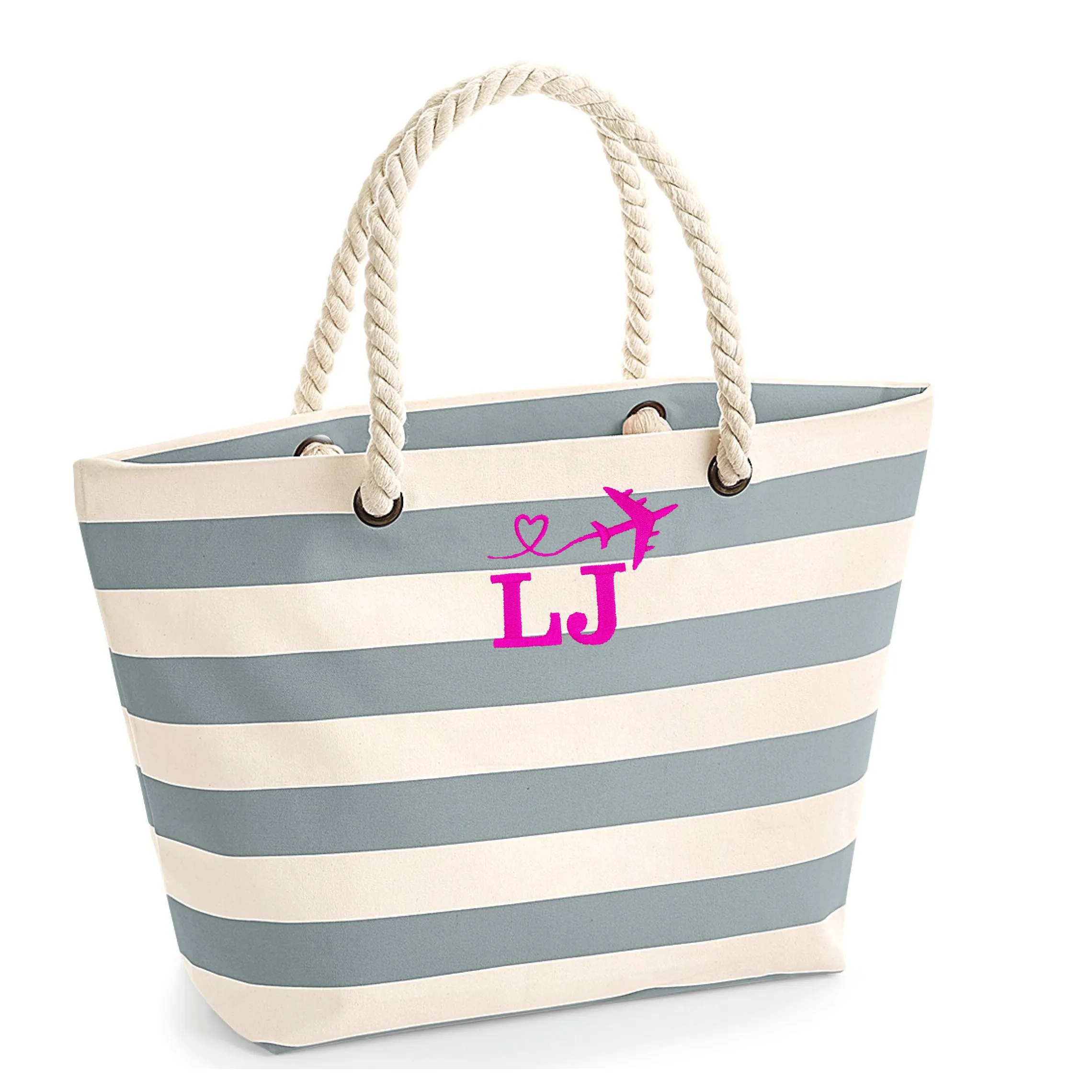 Personalised Beach Bag Embroidered with Your Initials