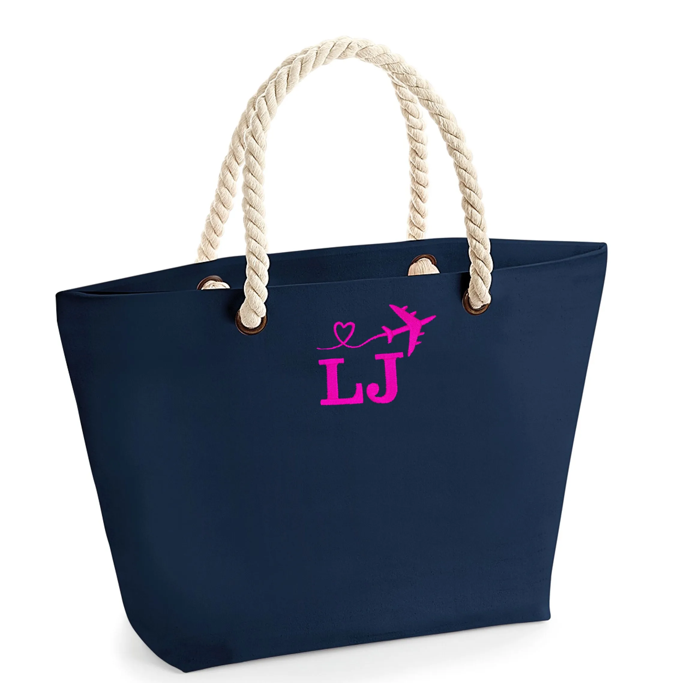 Personalised Beach Bag Embroidered with Your Initials
