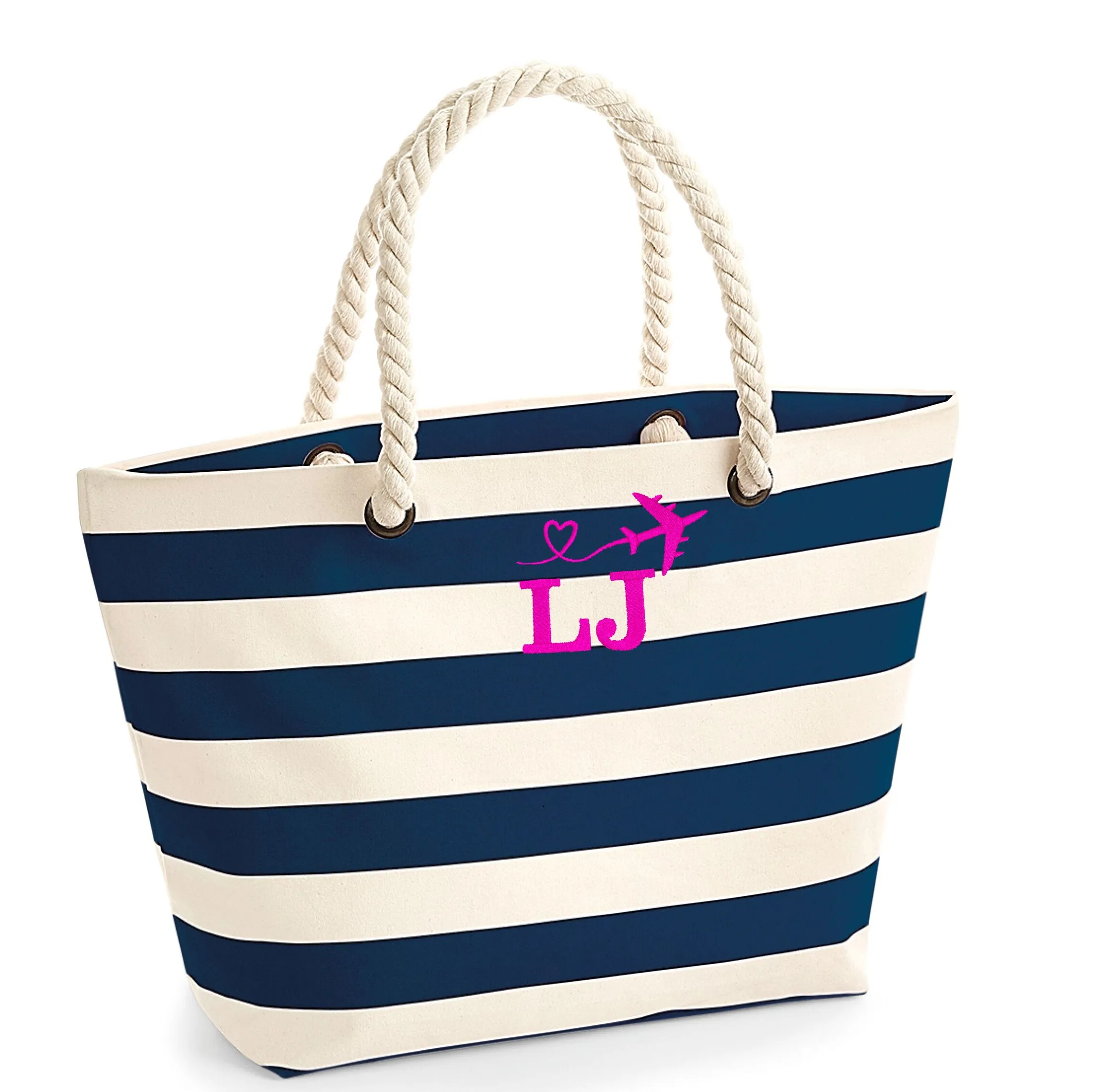 Personalised Beach Bag Embroidered with Your Initials