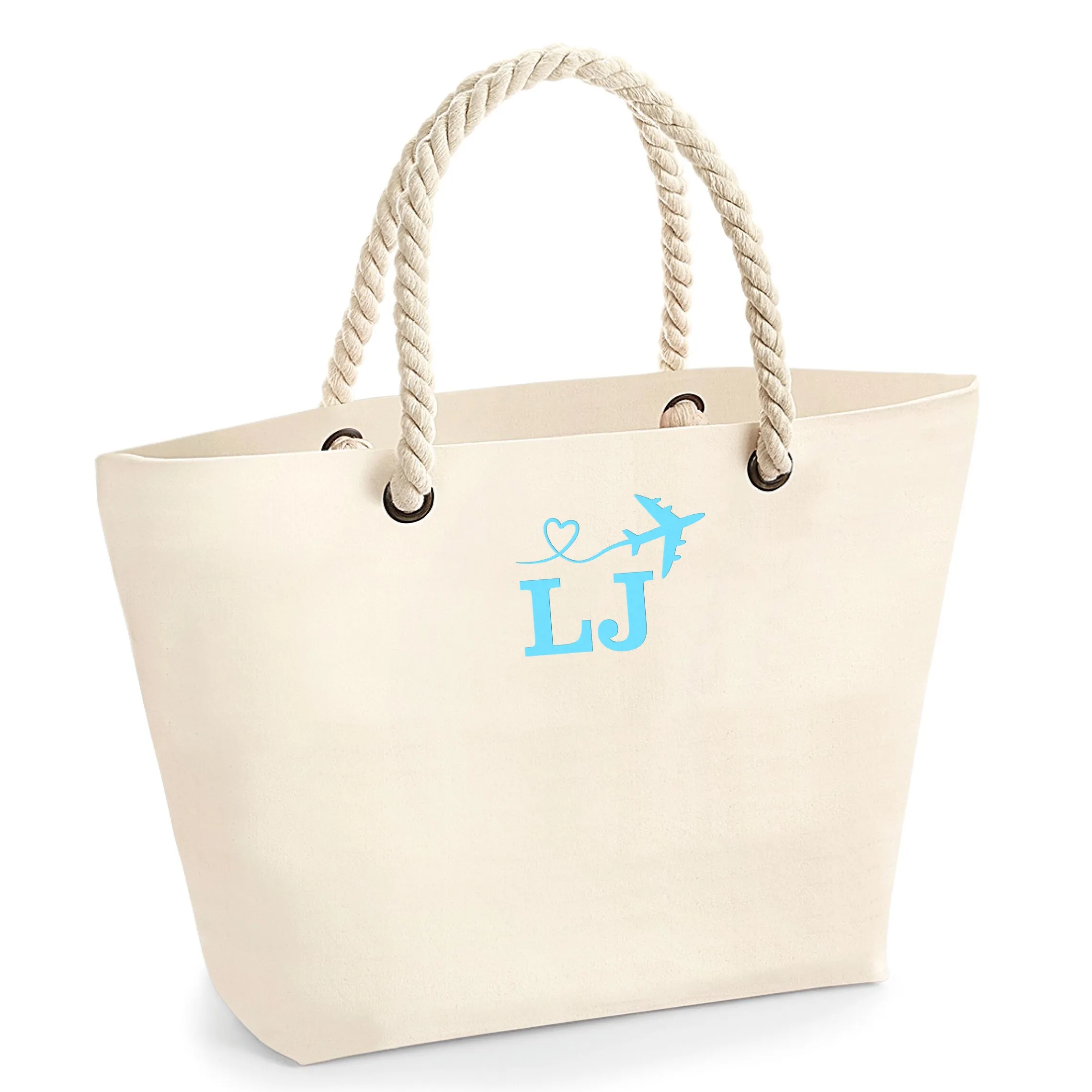 Personalised Beach Bag Embroidered with Your Initials