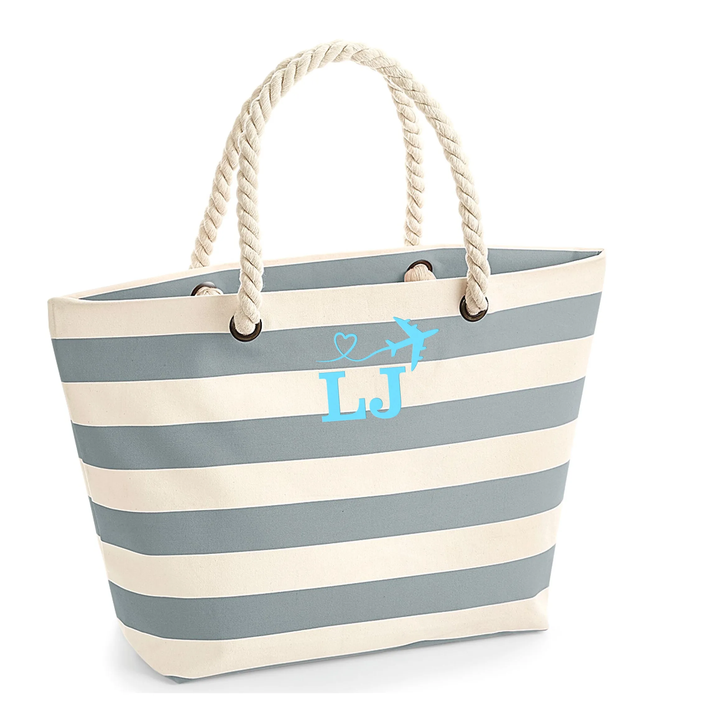 Personalised Beach Bag Embroidered with Your Initials