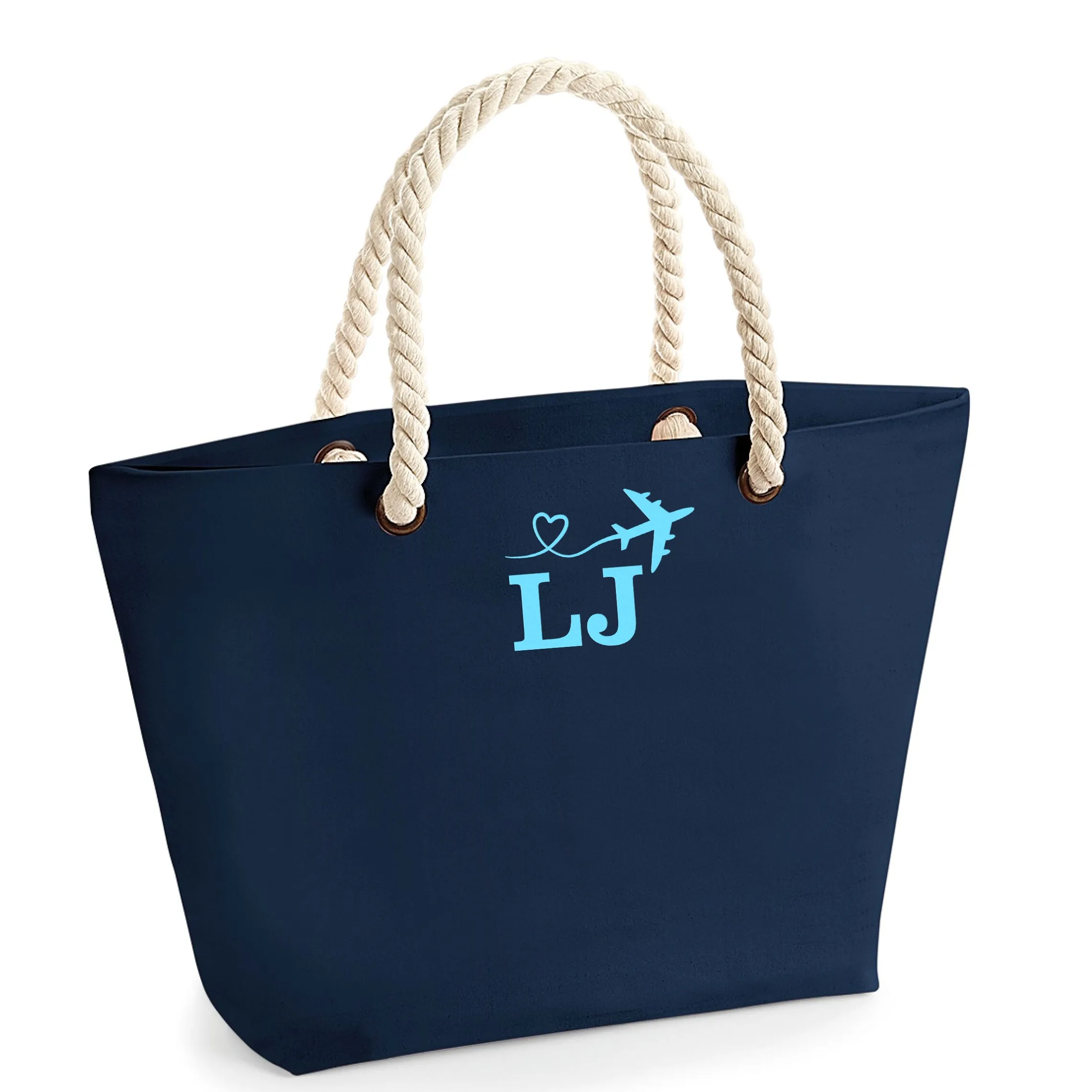 Personalised Beach Bag Embroidered with Your Initials