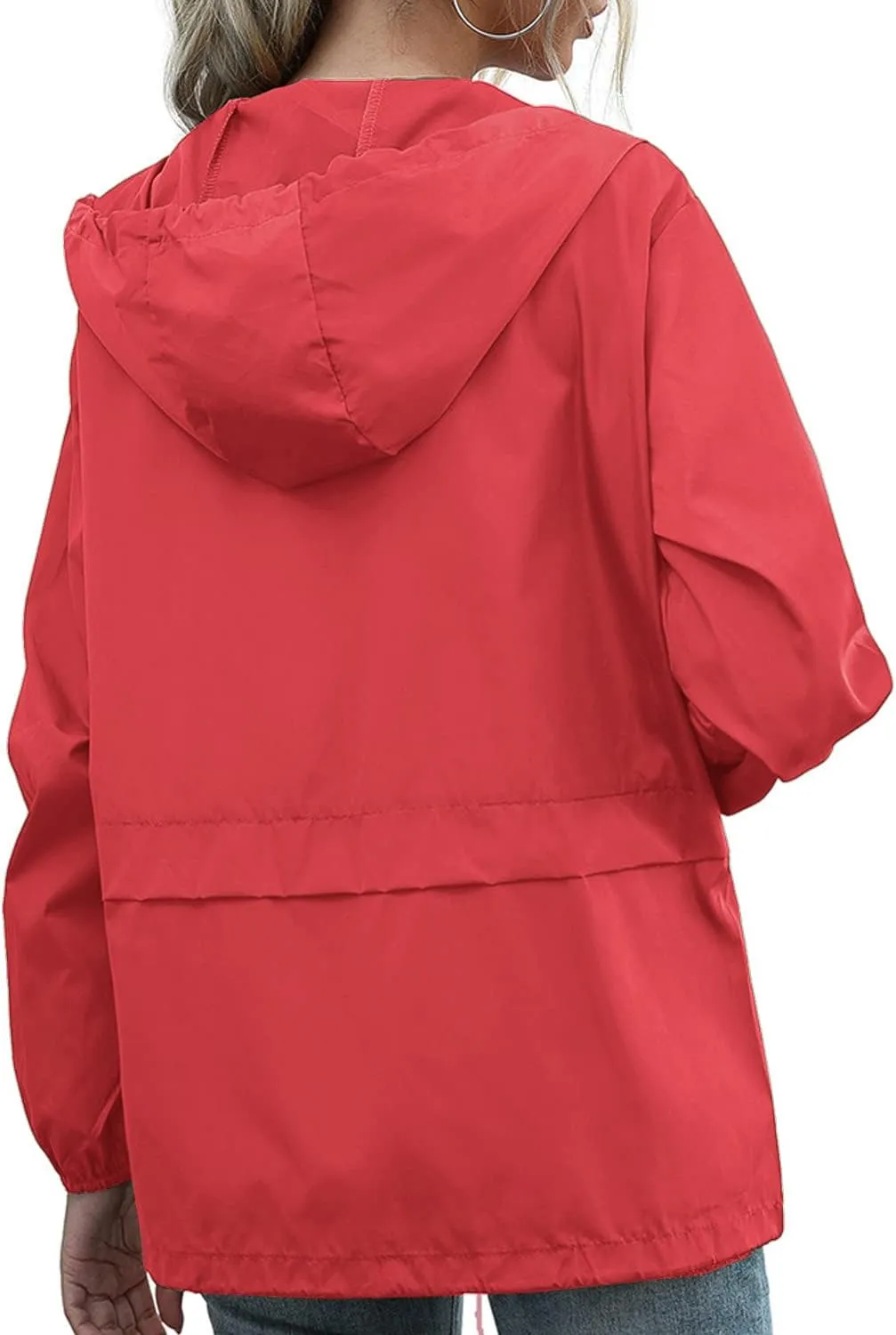PESION Women's Waterproof Raincoat Lightweight Rain Jacket Hooded Windbreaker with Pocket for Outdoor